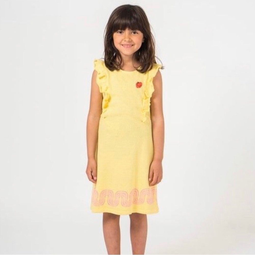 Bobo Choses Yellow Ruffle Dress with Red Tomato - Picture 6 of 6
